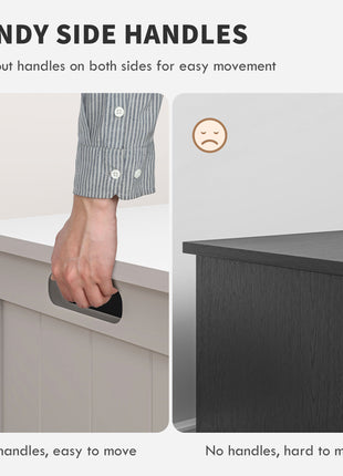 39.4" Storage Trunk w/ 2 Safety Hinges, Wooden Storage Bench w/ Side Handles, Storage Chest for Playroom, White