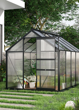 6.2' x 10.3' x 6.6' Outdoor Greenhouse with Walk-in Vent Door for Backyard Garden Gray