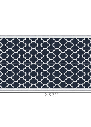 Reversible Outdoor Rug, 9' x 18' Waterproof Plastic Straw Floor Mat, Portable RV Camping Carpet, Large Floor Mat for Backyard, Deck, Picnic, Beach, Blue & White