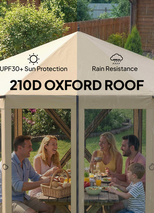 10 x 11 ft Pop Up Gazebo Screen Tent, Portable Instant Camping Canopy Screen House with Nettings, Carry Bag, Beige