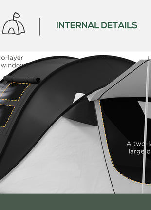 Pop Up Tent with Porch and Carry Bag, 3000mm Waterproof, for 2-3 People Camping Hiking, Black