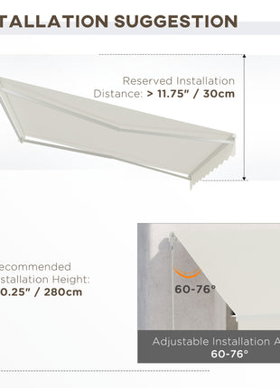 12' x 10' Electric Awning, Retractable Awning, UV Protection Sun Shade Shelter with Remote Controller and Manual Crank Handle for Deck, Balcony, Yard, Cream White