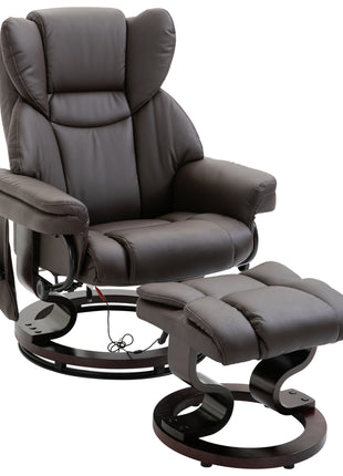 Massage Sofa Recliner Chair w/ Footrest, 10 Vibration Point, Faux PU Leather, Brown