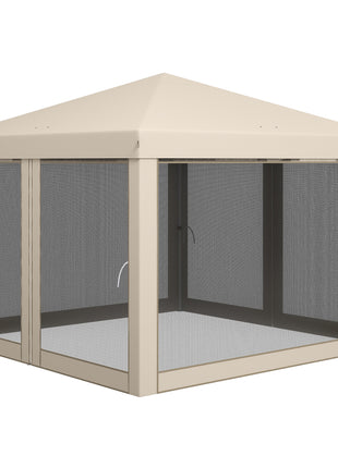 10' x 10' Pop Up Canopy Tent with Mesh Sidewalls, Height Adjustable, Transport Carrying Bag for Backyard Garden Patio