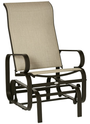 Gliding Lounger Chair, Single Rocker with Lightweight Metal & Mesh Construction, Tan