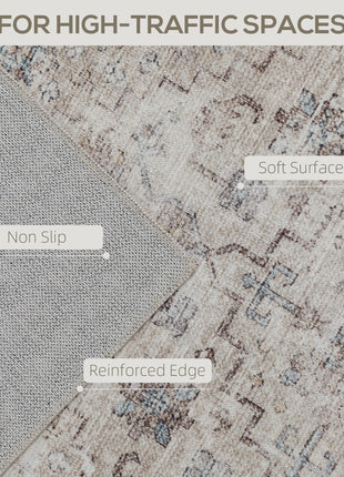 Machine Washable Area Rug 8x10, Non-Slip Traditional Floor Carpet for Living Room, Bedroom, Light Mixed-Brown