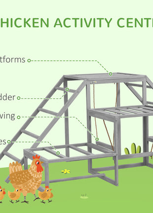Chicken Roost Toys for Chickens Hens, Coop Accessories with Wood Stand, Ladder Platforms, for 10-15 Chickens