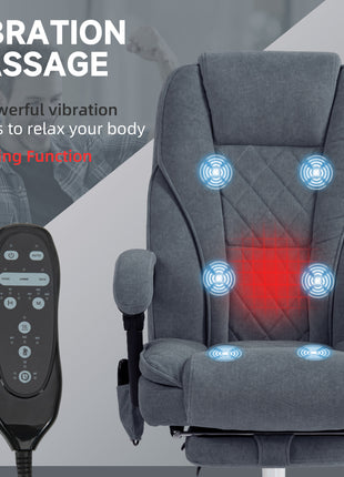Massage Office Chair, Heated Reclining Computer Chair with Adjustable Height and Footrest, Charcoal Gray