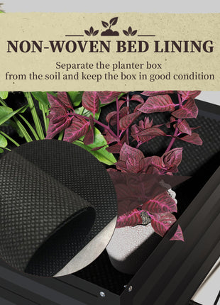 Galvanized Raised Garden Bed, Metal Planter Box with Legs, Storage Shelf and Bed Liner, Black