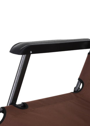 Oxford Fabric Metal Frame Outdoor Pool Sun Lounger Lounge Chair 120°/180°, Brown