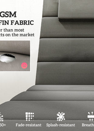 Foldable Chaise Lounge Cushion Set of 2, Outdoor Lounge Chair Cushion Set, UPF50+ 230gsm Olefin, 80" x 26" Dark Gray