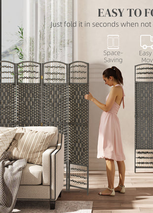 4 Panel Room Divider, Folding Screen, 5.6', Dark Gray