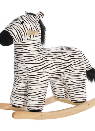 Zebra Shaped Kids Rocking Horse with Realistic Sound for 2-4 Years, Black