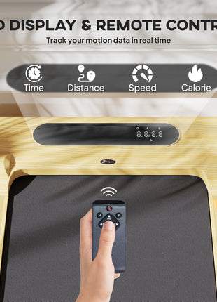 2.5HP Walking Pad, Under Desk Treadmill with Remote Control, Transport Wheels and LED Display for Home Gym Office