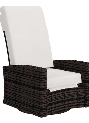 Outdoor Wicker Swivel Recliner Chair, Lifting Footrest, 360° Rotating Basic, Water-resistant Cushions, Khaki