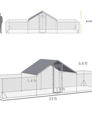 23' x 6.6' Large Chicken Coop with Weather-Resistant Cover for 12-14 Chickens, Silver