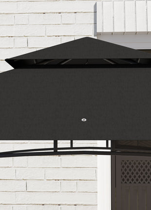 8' x 5' BBQ Grill Gazebo, 2-Tier Outdoor BBQ Gazebo with 2 Side Shelves, Storage Baskets, Ceiling Hook, Dark Gray