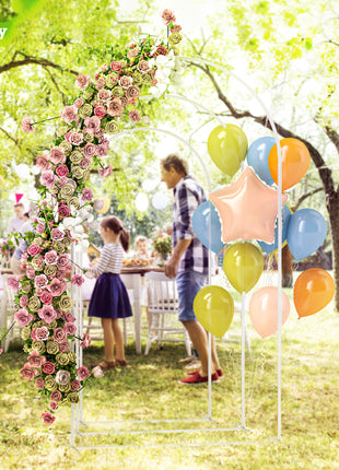 Metal Arch Backdrop Stand Set of 3, 7/6.5/6 ft Wedding Arch Frame, Balloon Backdrop Arch Stand Set for Birthday Party, Bridal Shower, Graduation, Ceremony, Banquet Decorations, White