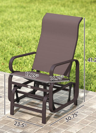 Gliding Lounger Chair Set of 2, Single Rockers with Lightweight Metal & Mesh Construction, Brown