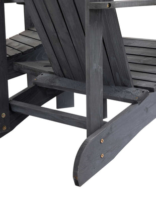 Outdoor Wood Adirondack Chair Reclined Bench w/ Coner Table & Umbrella Hole
