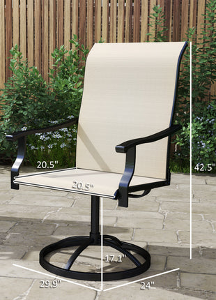 Patio Swivel Chairs Set of 2, High Back Patio Dining Chairs with All-Weather Mesh for Backyard, Lawn, Garden, Beige
