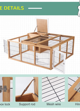 Rabbit Hutch, Waterproof Rabbit House for Small Animals, Natural