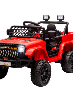 12V 4x4 Kids Electric Car w/ 2WD/4WD Switchable, Remote Control, Spring Suspension System, Back Trailer, Red