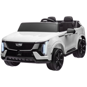 2-Seater 12V 10AH Ride on Truck, Cadillac Escalade Licensed Electric Car for Kids w/ Spring Suspension Wheels, White