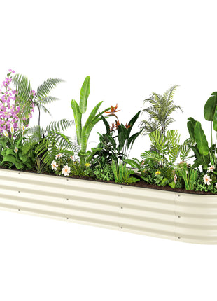7.9' x 2' x 1' Galvanized Raised Garden Bed Kit, Metal Planter Box with Safety Edging, Cream