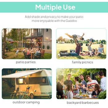 10' x 8' Outdoor Pergola and Patio Gazebo for Garden, Camper, Deck, Doors and Windows, Cream White