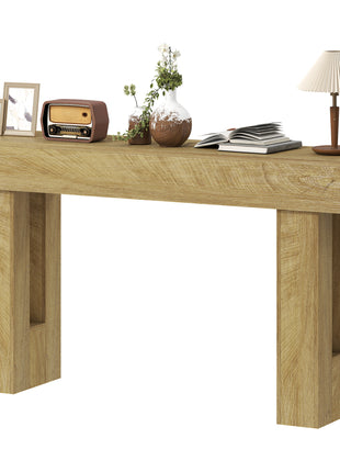 63 Inch Console Table, Sofa Table Behind the Couch with Thickened Tabletop for Living Room, Hallway, Entrance, Oak