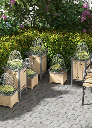 6 Pack Garden Cloches for Plants, 16" x 13" Metal Crop Cage, Plant Cages to Keep Animals Out, White