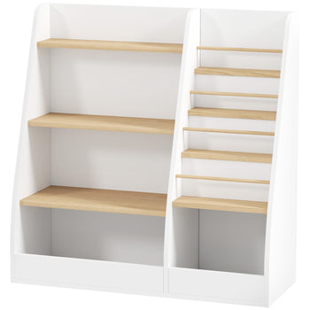 4 Tier Kids Bookshelf and Toy Storage Organizer with Book Rack, for Living Room, Kids Room, Playroom, Bedroom, White