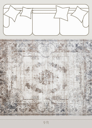 6x9 Boho Area Rug, Machine Washable Carpet for Living Room, Bedroom, Dining Room, Kitchen, Home Office, Brown