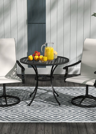 Patio Swivel Chairs Set of 2, High Back Patio Dining Chairs with All-Weather Mesh for Backyard, Lawn, Garden, Cream