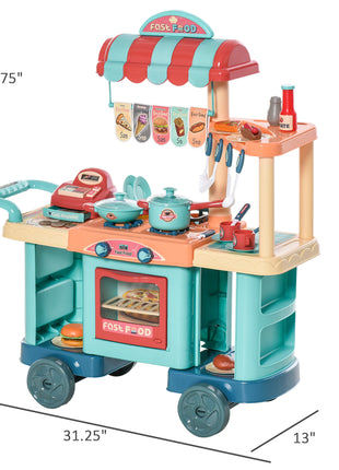 Kids Kitchen Food Stand with Play Food, Cashier Register, Accessories Ages 3-6