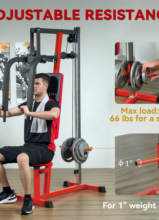 Chest Fly and Chest Press Machine for Back, Pectoral, Rear Deltoid and Shoulder Training, Red