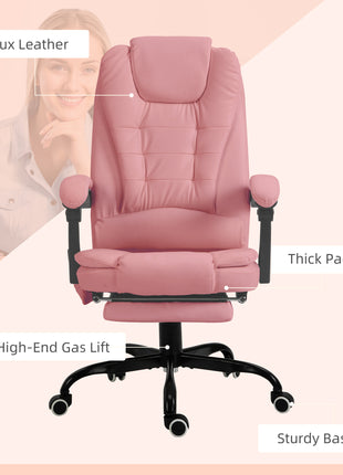 7-Point Vibrating Massage Office Chair High Back Massaging Office Desk Chair with Lumbar Support, Footrest, Pink