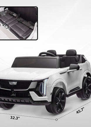 2-Seater 12V 10AH Ride on Truck, Cadillac Escalade Licensed Electric Car for Kids w/ Spring Suspension Wheels, White