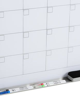 35"x23" Dry Erase Wall Calendar Glass Whiteboard Monthly Planner for Homeschool Supplies & Home Office Organization with 4 Markers and 1 Eraser,Frameless