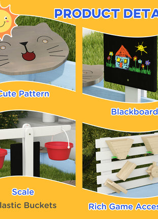 Wooden Sandbox for 3-7 Years, 85" x 85" x 25", Blue