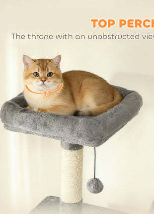 Multi-Level Cat Tower, 80" Tall Cat Tree, with 2 Condos, 2 Hammocks, 6 Sisal Scratching Posts, Dark Gray