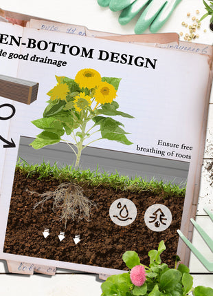 8x2x2ft Galvanized Raised Garden Bed Kit with Safety Edging for Flowers, Herbs and Vegetables, Dark Brown