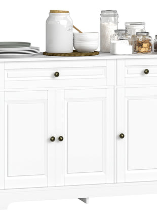 Sideboard Buffet Cabinet, Modern Accent Cabinet with 2 Drawers and Adjustable Shelves, Entryway Cabinet, White