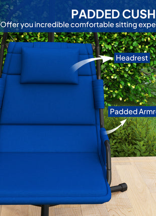 Hammock Chair with Stand and PA Coating Cushion, Hanging Swing Chair with Steel Frame for Indoor and Outdoor, Dark Blue