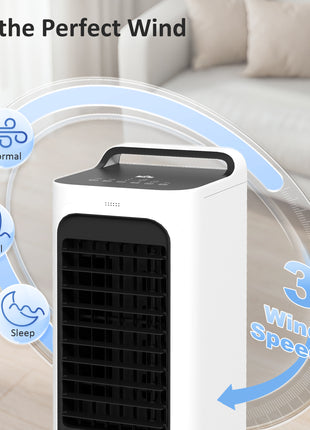 Room Air Cooler with Ice Packs, Ice Cooling Fan Water Humidifier Unit with Remote, Timer, Oscillating