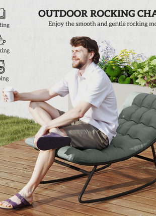 2 Pieces Outdoor Patio Rocking Chairs, Rocking Porch Chairs with Mesh Deep Seats for Indoor, Porch, Balcony, Dark Gray