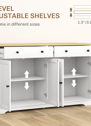 Modern Sideboard, Buffet Cabinet with Storage Drawers, Adjustable Shelves for Living Room, Dining Room, Entryway, White