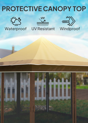 12 x 12 ft. Canopy Tent with Mesh Netting, UPF50+ Pop Up Tent with Carry Bag for Garden, Patio, Beige