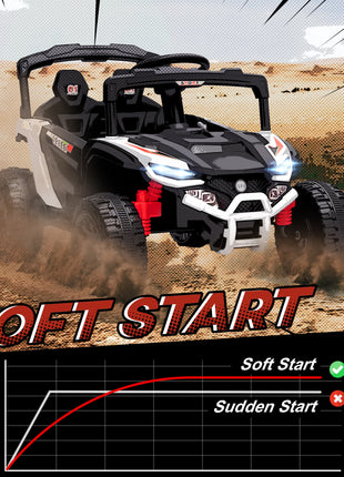 12V Kids Ride On Truck, Battery Powered Electric UTV Vehicle with Rear Suspension, Remote Control for 3-5 Years, White